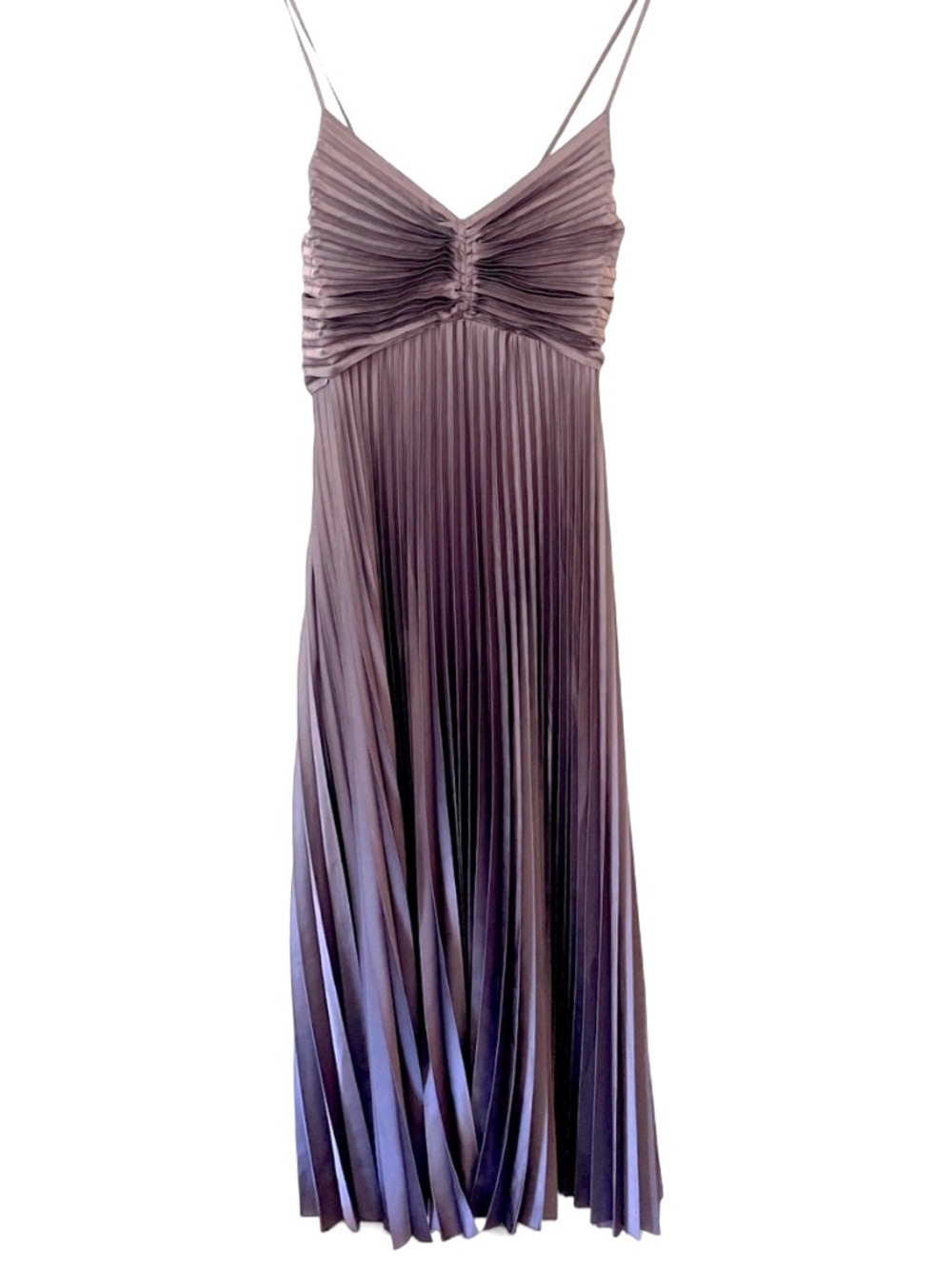 Banana Republic Pleated Spaghetti-Strap Maxi Dress in Mauve